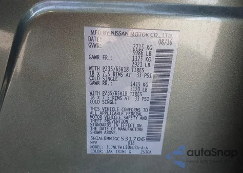 2016 Infiniti Qx60 z USA, uszkodzony, nr VIN 5N1AL0MM1GC531706